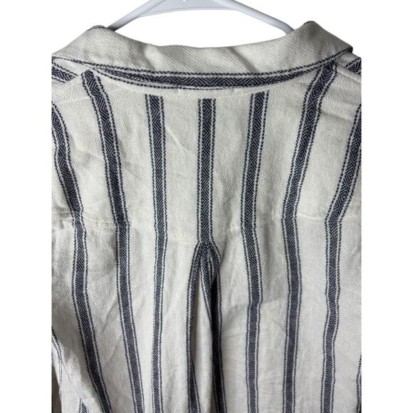 Cloth & Stone Anthropologie Cotton White Blue Stripe Button Down Shirt Women Med - Picture 8 of 12